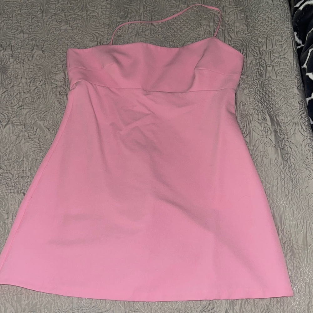 Pink mini dress. Has shorts under